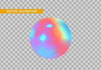 Sphere is three-dimensional geometric shape isolated with colorful hologram chameleon color gradient. 3d objects round ball. vector illustration.