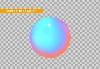 Sphere is three-dimensional geometric shape isolated with colorful hologram chameleon color gradient. 3d objects round ball. vector illustration.