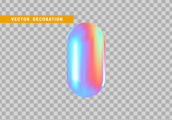 Hollow capsule isolated with colorful hologram chameleon color gradient. 3d objects geometric shape. vector illustration