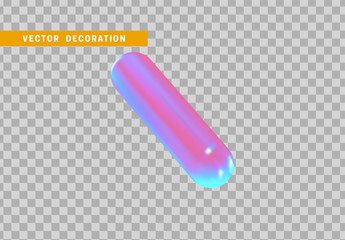 Hollow capsule isolated with colorful hologram chameleon color gradient. 3d objects geometric shape. vector illustration