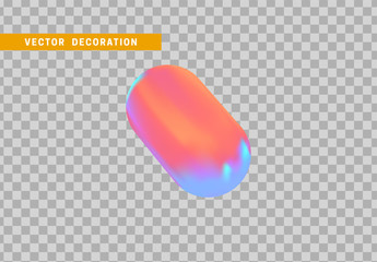 Hollow capsule isolated with colorful hologram chameleon color gradient. 3d objects geometric shape. vector illustration