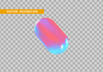 Hollow capsule isolated with colorful hologram chameleon color gradient. 3d objects geometric shape. vector illustration