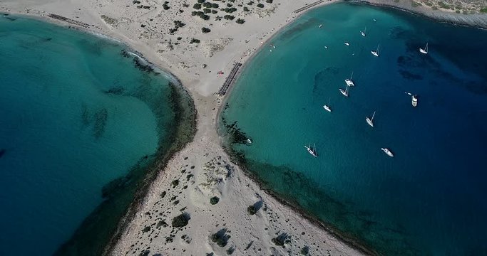 Aerial view of Simos beach in Elafonisos island in Greece.