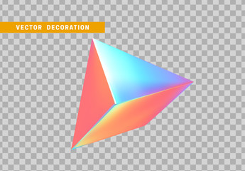 Pyramid isolated with colorful hologram chameleon color gradient. 3d objects geometric shape. vector illustration