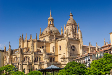 Fototapeta na wymiar The Holy Cathedral Church of Our Lady of the Assumption, SEGOVIA, SPAIN,, 11 AUGUST 2015, built between the 16th and 18th centuries of Gothic style with some Renaissance features