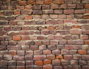 Forgotten Old Brick Wall In A Dark Alley