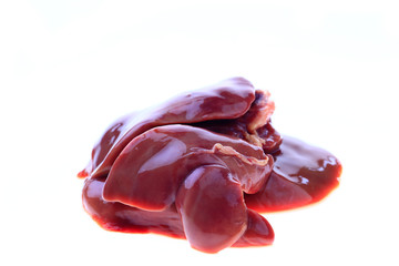 Obraz premium Chicken liver on a white background