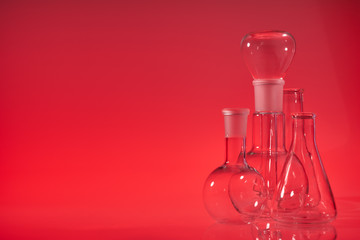 Chemical vessels. Glass flasks. Laboratory utensil.