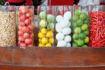 Ingredients of papaya salad, national food of Thailand Popular throughout the world