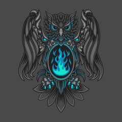 Ornamental bird vector illutration