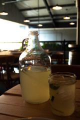 lemon ice tea on a glass