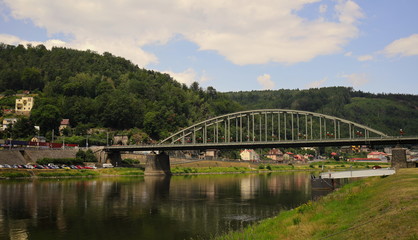 Fototapeta na wymiar Bridge over the river, Decin, Czech Republic