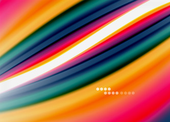 Wave lines abstract background, smooth silk design with rainbow style colors. Liquid fluid color waves. Vector Illustration