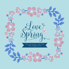 Elegant Style of love spring greeting card design, with seamless of leaf and wreath frame. Vector