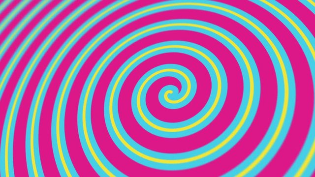  Hypnotic pink and yellow circus spiral motion background - loopable and full hd.