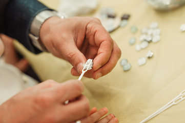 hobby and hobby collecting paintings and objects from colorful ceramic mosaics in small pieces