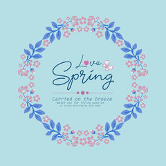 Unique ornate of leaf and wreath frame, for love spring greeting card design. Vector