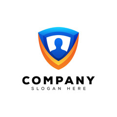 Insurance people logo, safety people logo, people with shield logo template