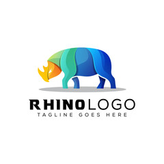 colorful Rhino logo, animal strong color logo vector template