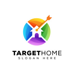 modern target home logo, business real estate target house logo vector template