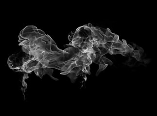 Smoke white on a black background.