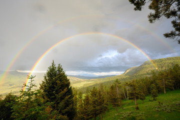 Yellowstone Countryside with Double Rainbow