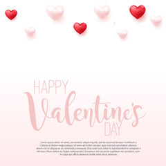 Happy Valentine's Day with falling hearts. Vector illustration