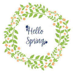 Elegant crowd of leaf and floral frame, for hello spring cards decoration. Vector