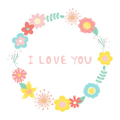 花の円形フレーム