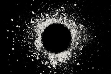 Rock stone broken explosion circle isolated on black background