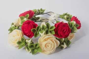 Beautiful Handmade Felt Flower Crowns with Roses and Green Foliages