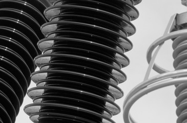 Close-up of transformer insulators