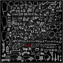 Set of Business Drawing illustration Hand drawn doodle Sketch line vector on chalkboard eps10