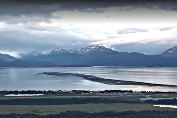 Kenai Mountain range around Homer Alaska