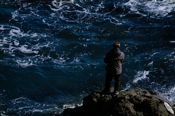 man snorkeling in the sea