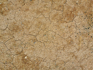 texture of cracked clay soil, top view