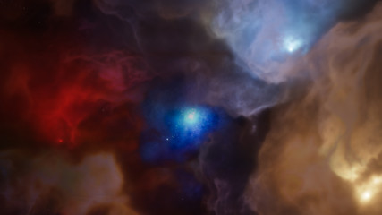 Fantasy universe and space background  ,volumetric lighting. 3d render