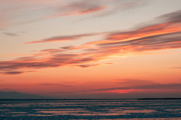 sunset over the sea,  Khabarovsk, Russia.
