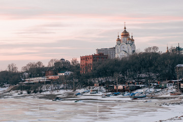 panorama of the city of  Khabarovsk, Russia.