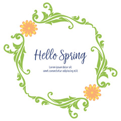 Unique shape of leaf and flower frame, for hello spring poster template design. Vector