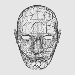 The human head is made in the style of a frame. Technology Computer Graphics. Vector illustration.