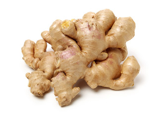 fresh ginger on white background 