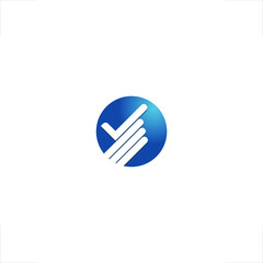  hand pointer logo check mark design