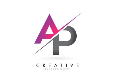 AP A P Letter Logo with Colorblock Design and Creative Cut.