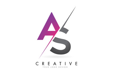 AS A S Letter Logo with Colorblock Design and Creative Cut.