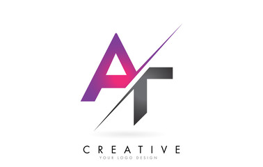 AT A T Letter Logo with Colorblock Design and Creative Cut.