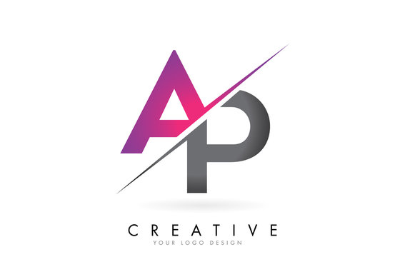 AP A P Letter Logo with Colorblock Design and Creative Cut.