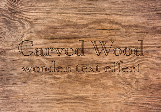 Wood Text Effect Mockup