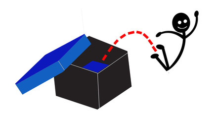 Concept Image, Jump Out of the Box, Stick Figure Jumping Out