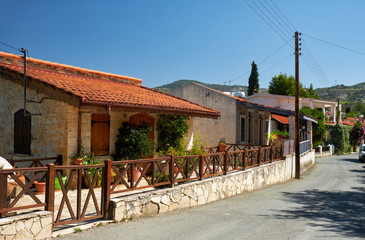 The street of Laneia village. Mount Troodos. Limassol. Cyprus